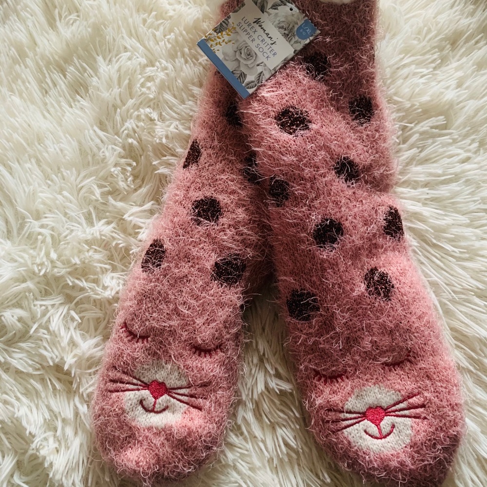 Lurex Critter Slipper Sock Size 8-10